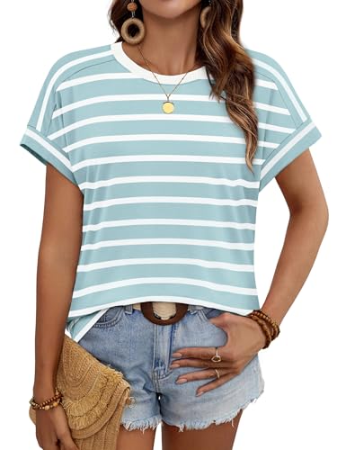 Image of WIHOLL Womens Tops Short Sleeve Shirts Summer Outfits 2026 Spring Dressy Casual Clothes Clothing