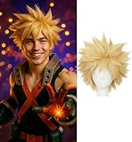 Swooflia Blonde Spiky Wig for Men - Cosplay Wig for Halloween, Costume, Party and Daily Use with Adjustable Wig Cap (Wig2-30)