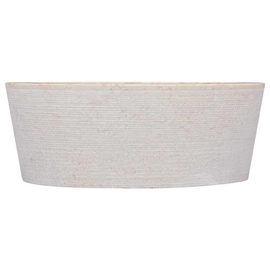 Lavabo de mármol hecho a mano, color crema, diámetro 40 x 15 cm, accesorio para baño, lavadero e inodoro de invitados, redondo con orificio de drenaje de 4,5 cm