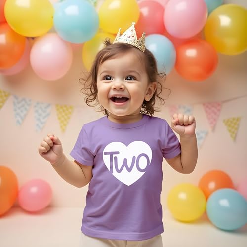 Image of 2nd Birthday Shirts Girls Heart Toddler Girl Outfit 2 Year Old Shirt Two Happy Bday Second Gift tee