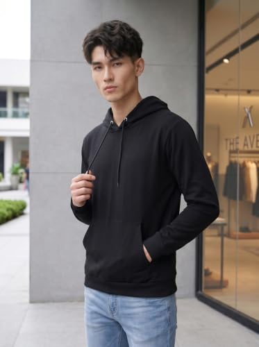 Image of HOODMASTER Unisex Fleece Hoodie Sweatshirt with Pockets Full Sleeves Regular Fit Solid Pattern Hooded Neck and Standard Length | Hoodies for Men & Women