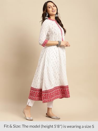 Image of rangita Women's Cotton Relaxed Fit Anarkali Calf Length Printed Kurti | Kurta