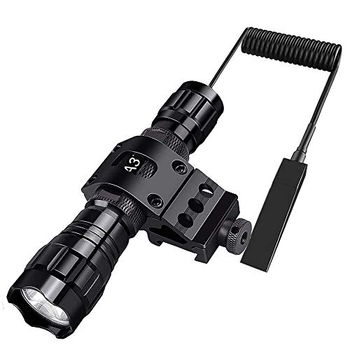 Tactical Flashlight Weapon Light 1200 Lumens with Picatinny Rail Mount, Rechargeable Battery, Pressure Switch, Hunting Camping Outdoors (MF05)
