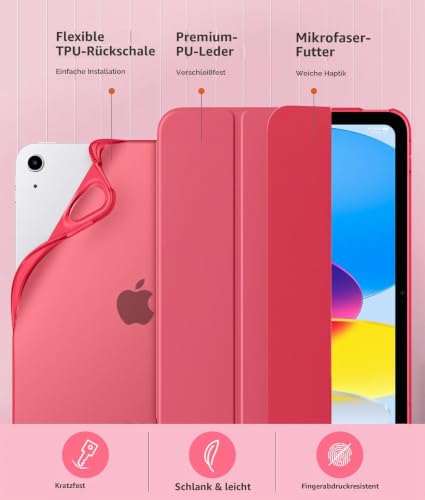 MoKo Hülle für iPad (A16) 11./10. Generation (2025/2022), Magenta – Ansicht 4