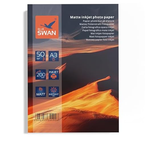 A3 Matt Fotopapier Matte Beschichtung, Einseitig bedruckbar, 200g/qm, DIN A3 (297 x 420 mm) hohe Farbbrillianz, Geringe Reflexion