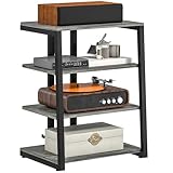 4-tier shelf: This HiFi rack provides lots of storage space for your turntable, router, speaker, audio and video equipment. The top shelf can also be used to put a TV up to 28" Adjustable shelves: Middle two shelves of the router stand are 2-level ad...