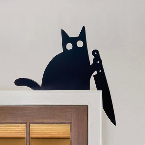 AWISBI Black Cat Door Topper Cat Decor Door Corner Cute and Funny Cat Lover Gifts, Ideal for Friends Family