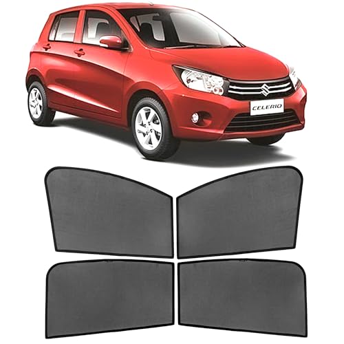 Image of Autostory Custom Fit Black Mesh Car Sunshade for Celerio 2014-2021 | UV & Heat Protection Car Window Curtains | Privacy Car Sun Shade | Breathable Vehicle Specific Side Window Shades