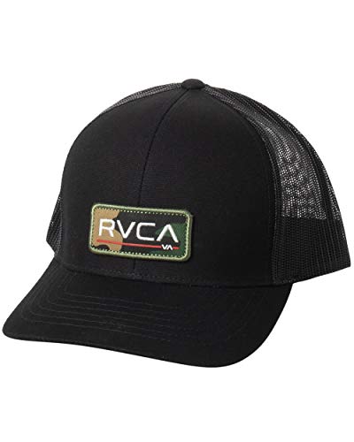 RVCA Men s Adjustable Snapback Brim HAT, Curved Trucker Black CAMO, 1SZ