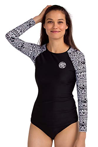 AXESEA Womens Rash Guard Long Sleeve Swim Shirt UPF 50+ Swimsuit Athletic Top,Aztec,10