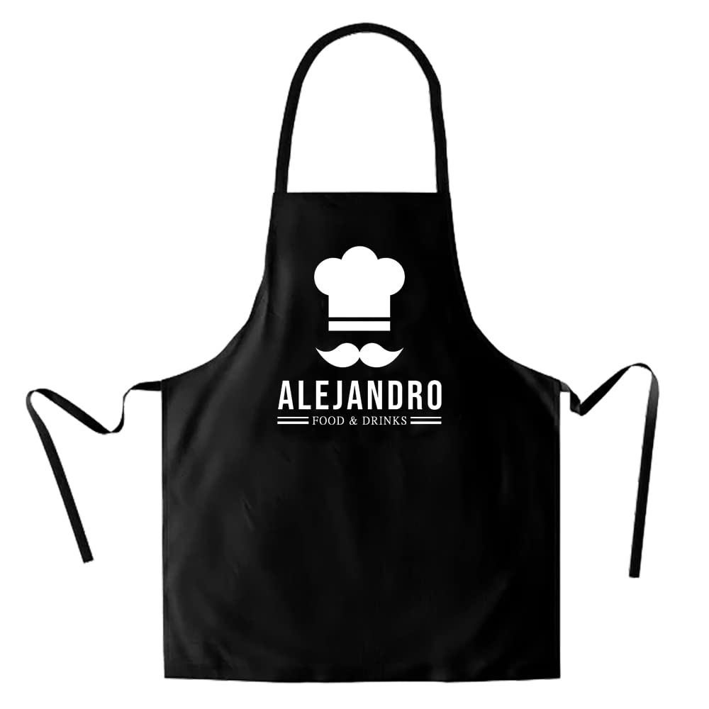 Genérico Delantal Personalizado Chef con Nombre | Cocina | Restaurante | Con doble bolsillo