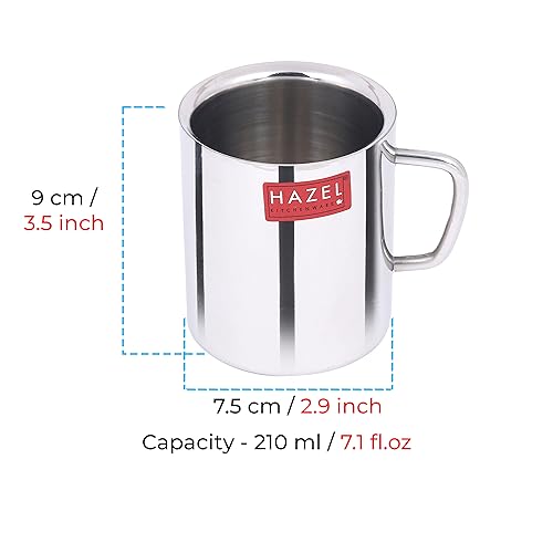 Image of HAZEL Stainless Steel Double Wall Green Tea Coffee Big Sobar Mug, 1 Pc, 210 ml