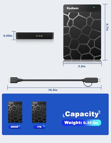 Image of 500 GB External Hard Drives,Portable Hard Drive for Windows,Ultra Slim External HDD Store Compatible with PC, MAC,Laptop,PS4, Xbox one, Xbox 360;Plug and Play Ready