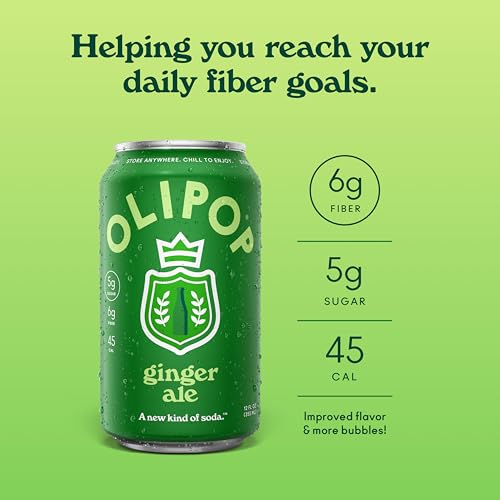 Image of OLIPOP Prebiotic Soda Pop, Ginger Ale, Pantry Pack Packed with Prebiotics, Fiber, and Botanicals, Gluten Free, GMO Free, 12oz (12-Cans) (Packaging May Vary)