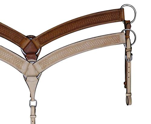 Showman Double Stitched Leather Breast Collar w/Basketweave Tooling (Medium Oil)