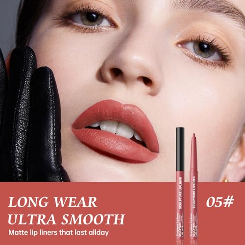 Image of K05 Hxssll 12 Colors Matte Lip Liner Pencil - Long Lasting Waterproof Lip Liner, Smudge Proof Transfer Proof Lip Pencil, High Pigment Lip Makeup for Defining & Filling Lips (05#, 1PCS)