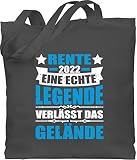 Rentner Geschenk Rente - Rente 2022 eine echte Legende verlässt das Gelände - blau/weiß - Unisize - Dunkelgrau - WM101_Jutebeutel_lang - WM101 - Stoffbeutel aus Baumwolle Jutebeutel lange Henkel