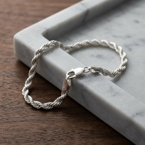 Image of Parnika (Formerly MJ 925 Stylish Gents Bracelet in Pure 92.5 Sterling Silver for Boys /Men | With Certificate of Authenticity | Silver Rakhi Bracelet for Brother |