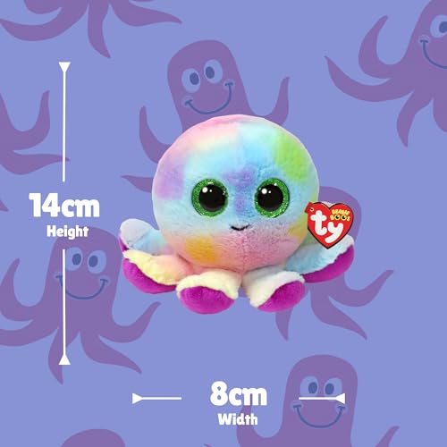 TY Beanie Boos – Bubbles der Oktopus mit großen und glitzernden grünen Augen, das Plüschtier mit großen glitzernden Augen – 15 cm – T37360