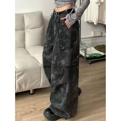 Women's Casual Baggy Cargo Jeans Unisex Y2k Low Rise Vintage Multi-Pocket Distressed Pants Street-Style Harajuku Clothing4