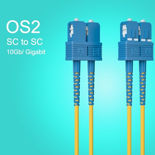 Image of 3m OS2 SC to SC Fiber Patch Cable, Single Mode Fiber Optic Cable, SMF Duplex SC-SC UPC, 9 /125um, LSZH, Yellow, for 1G /10G SMF SFP Transceiver, Networks