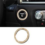 RGOAANC Crystal Rhinestone Engine Start Stop Decoration Ring, Push Button Cover, Key Ignition Knob Ring, Accessories Sparkling Sticker for Car (Peach Color, 1PCS)