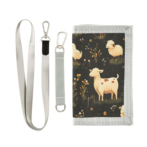 ALAZA Kids Wallets for Boys Girls Toddler Trifold Wallet Children Small Faim Cows Sheep Chickens with Zipper Coin Pocket