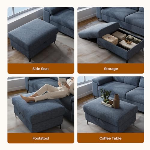 Image of Upvilla 35 inch Large Storage Ottoman for Living Room(Blue)