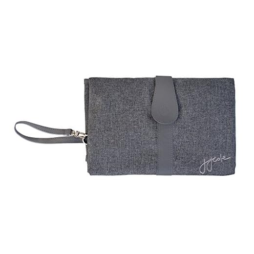 JJ Cole Portable Diaper Changing Clutch with Wipeable Diaper Changing Pad, Gray Heather