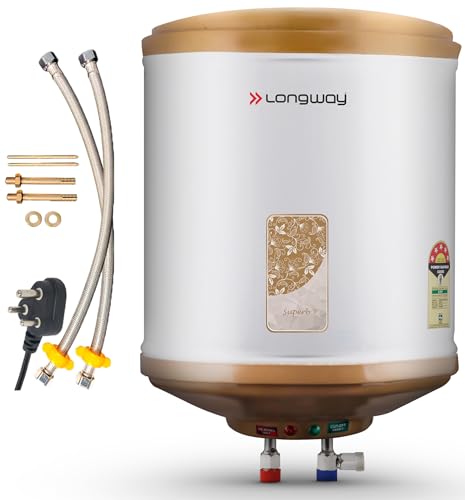 Longway Superb 6 ltr with Free Installation Kit Automatic Instant Water Heater with Multiple Safety System & Anti-Rust Coating 5 Star Rated (Ivory, 6 Ltr, Pack of 1) Longway Superb 6 ltr with Free Installation Kit Automatic Instant Water Heater with Multiple Safety System & Anti-Rust Coating 5 Star Rated (Ivory, 6 Ltr, Pack of 1)