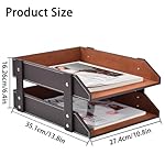 Leather Desk Organizer,2-Tier Stackable Letter Tray Holder,Office Supplies Desktop Storage Box for Document,Stationery,Magazines,Newspapers,Letters and Other Home Office Paper Sundries,Coffee - Image 2