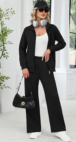 XIEERDUO Women's 2 Piece Lounge Sets Full Zip Up Sweatsuit Wide Leg Tracksuit Workout Outfits Fashion Airport Wear2