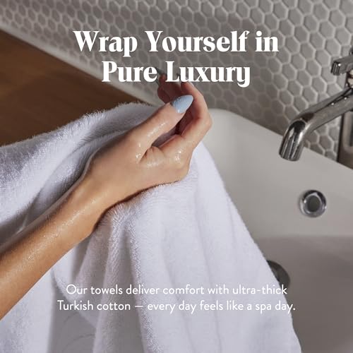 Brooklinen Super-Plush Turkish Cotton Bath Towel Set - 2 Bath Towels + 2 Hand Towels Cotton, 820 GSM, Highly Absorbent, Machine Washable, Perfect for Home & Bathroom (White) - Image 4
