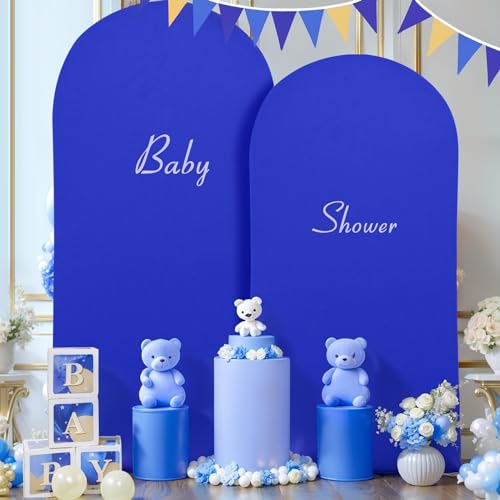 Image of Royal Blue Arch Backdrop Cover 6.6FT Spandex Fitted Wedding Arch Stand Covers Round Top Chiara Arch Covers Stretchy Backdrop for Birthday Party Ceremony Banquet Decoration