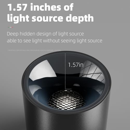 Image of JAYMP Modern LED Ceiling Light 4000K Dimmable 24W COB Black Surface Mount Cylinder Accent Down Light for Living Room Hallway Laundry Room