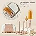Baby Bottle Drying Rack and Cleaning Set, 7 in 1 Bottle Cleaning Brush Set with Silicone Bottle Brush, Straw Brush, Nipple Brush, Soap Dispenser, Storage Box, Drying Rack for Baby Bottle (Brown)