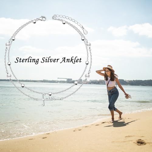 Image of Yearace Anklet for Women S925 Sterling Silver Adjustable Foot Beaded Chain Lotus Flower Claddagh Dragonfly Witches Knot Ankle Bracelet Summer Beach Anklets Jewelry Gift