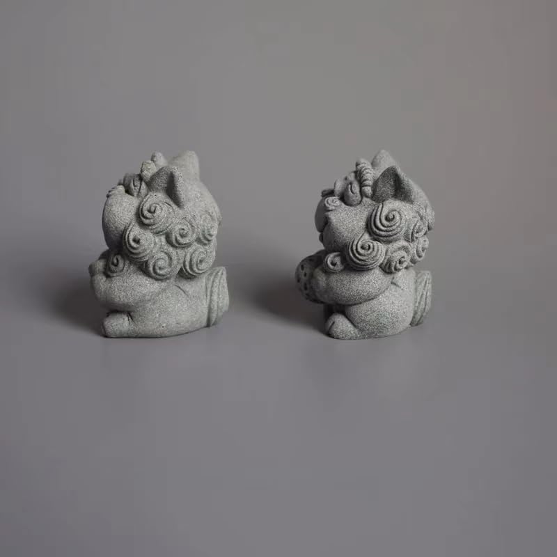 Miniatura 7 de FoeZoe Un par de bonitas estatuas de león, adornos chinos coleccionables de 2 pulgadas para tablero interior de automóvil, decoración para