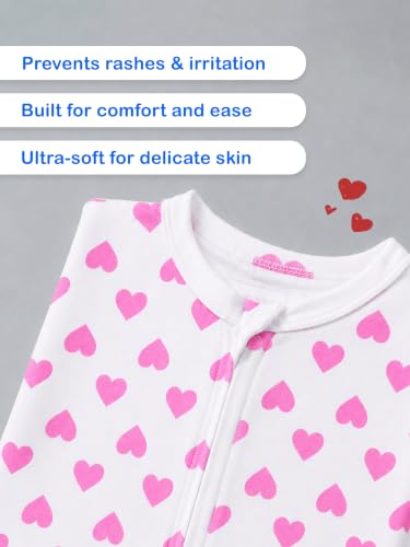 Image of Kidbea Organic Cotton Unisex Baby Zipper Romper Ultra-Soft Full Sleeve Footed Bodysuit Romper for Newborn & Infant Kids Sleepwear