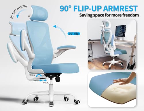 Image of Ergonomic Office Chair: Mesh Desk Chair Comfy with Headrest& Lumbar Support