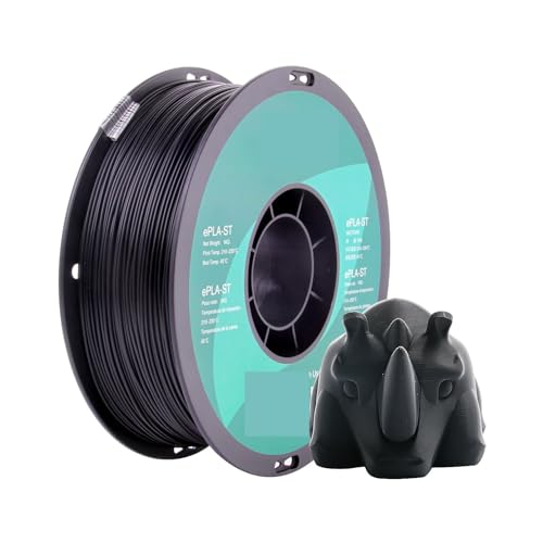 Filamento para impresora 3D, Filamento PLA súper resistente, filamento for impresora 3D de 1,75 mm, carrete kg (2,2 libras), materiales impresión PLA-ST FDM for impresoras(Black 1KG)