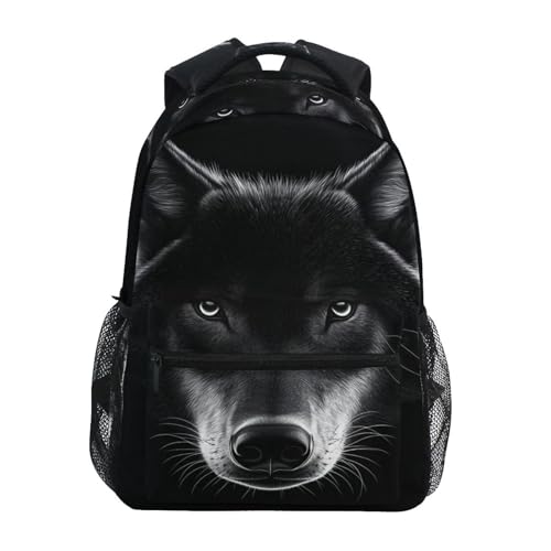 Wolf Head Portrait Backpack Daypack Shoulder Bag Book Bag Lightweight Back Pack 12 ×16.9 Inch