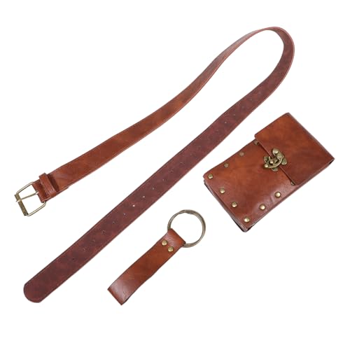1set Medieval Renaissance Holder Belt Embossed Design for Cosplay and Stage Performance Includes Pouch and Support