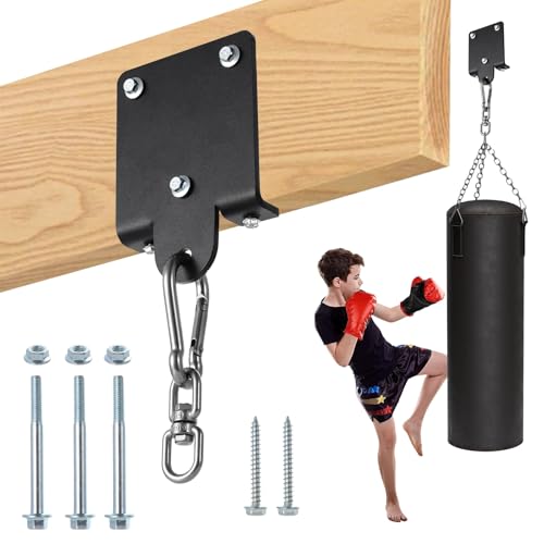 Epicover Heavy Duty Punching Bag Hanger, Boxing Bag Beam Mount, Heavy Bag Ceiling Mount, 360 Degrees Rotation Metal Hanging Hook for Punching Bag, Gym Swing, Trapeze, Hammock, Pilates