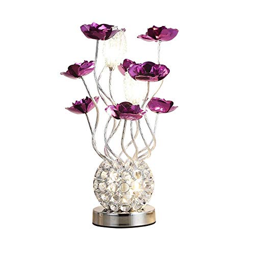 AILI Lampes de Table Lampes de Chevet Nordic Simple en Aluminium Art Lampe De Chambre Chambre Lampe De Chevet Décoration Salon Lampe Fleur De Table Violet Luminaire intérieur