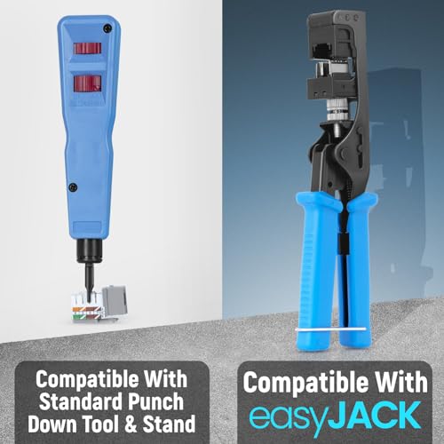 Image of Everest 90 Degree RJ45 cat6 Keystone Jacks Slim Profile 100-Pack Gray | Compatible with 90 Angled Speed Termination Tool - easyJACK (B094WB91H3)