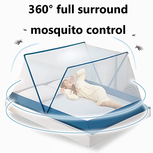 Moustiquaire pliable sans installation lit camping bleu