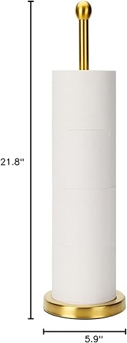 Miniatura 8 de Songtec Soporte de papel higiénico dorado con reserva, soporte de rollo Tisse de pie para 4 rollos, diseño compacto, almacenamiento de papel