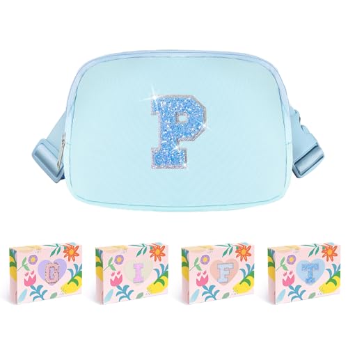 COSHAYSOO Blue Girls Purse Crossbody Initial Fanny Pack Belt Bag for 6 7 8 9 10 11 12 Year Old Girl Birthday Graduation Gifts Ideas, Preteen Tween Girl First Communion Confirmation Gifts Letter P