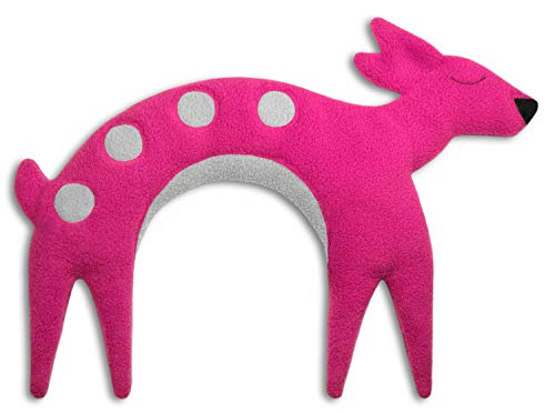 LESCHI Wärmekissen - Körnerkissen für Mikrowelle - Tier Reh Pink - anschmiegsames Nackenkissen mit Bio Weizen - ideal als Wärmespender im Winter und bei Verspannungen an Nacken Schulter Hals